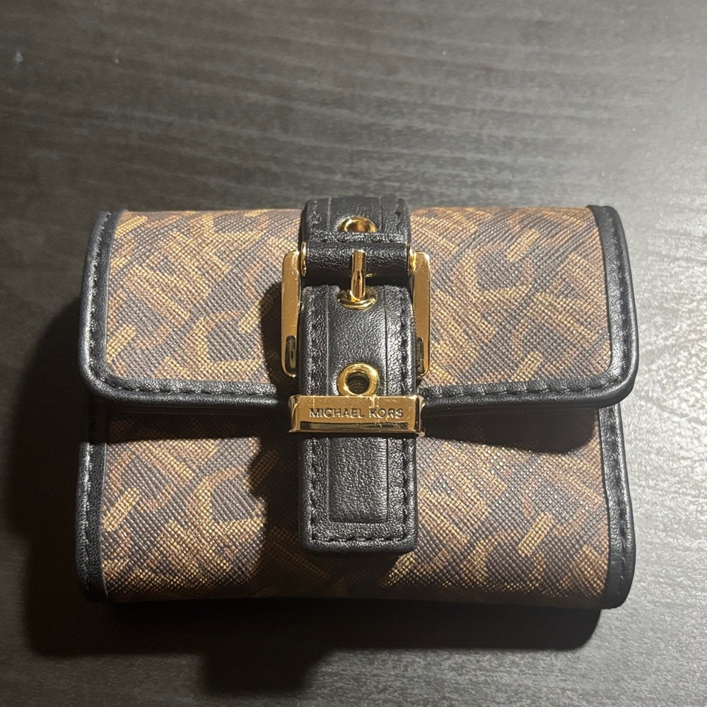 Michael Kors Tan and Black Wallet with Gold Accent